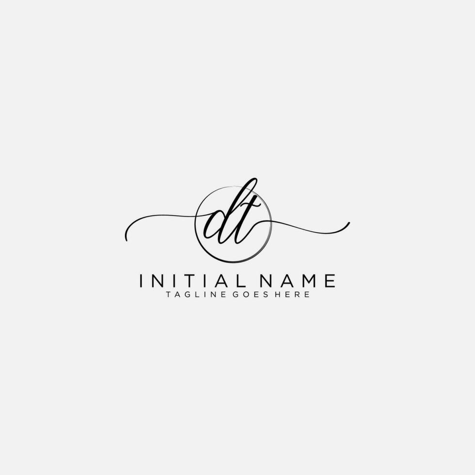 DT logo Initial handwriting or handwritten for identity. Logo with signature and hand drawn style. vector