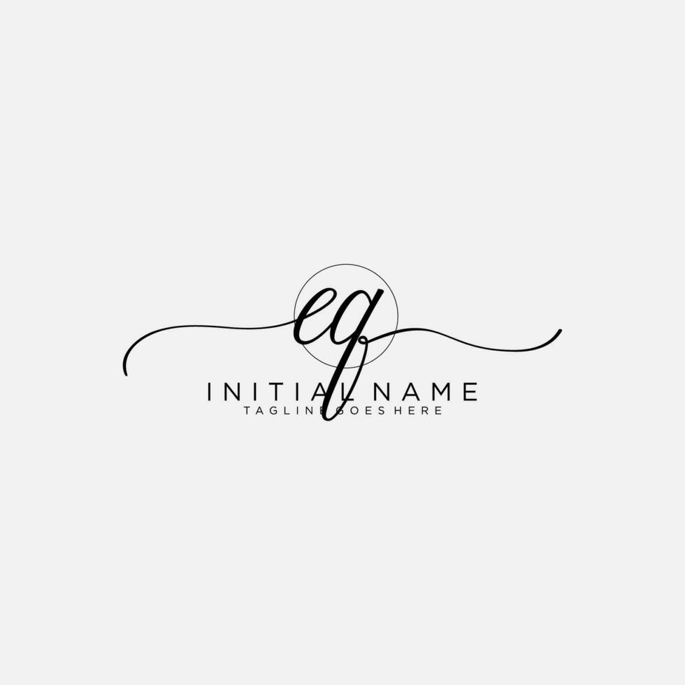 EQ logo Initial handwriting or handwritten for identity. Logo with signature and hand drawn style. vector