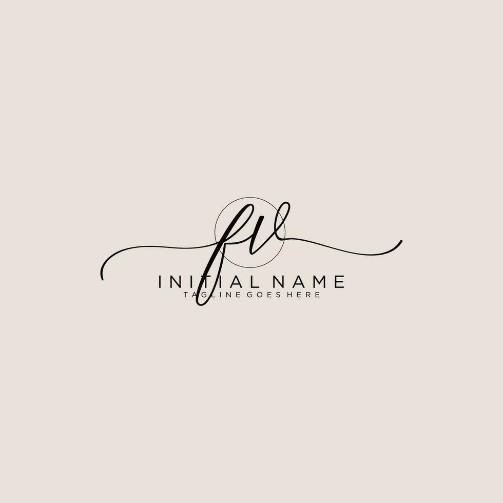 FV logo Initial handwriting or handwritten for identity. Logo with signature and hand drawn style. vector