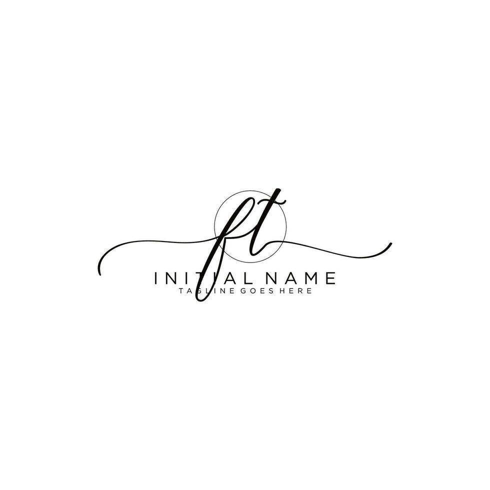 FT logo Initial handwriting or handwritten for identity. Logo with signature and hand drawn style. vector