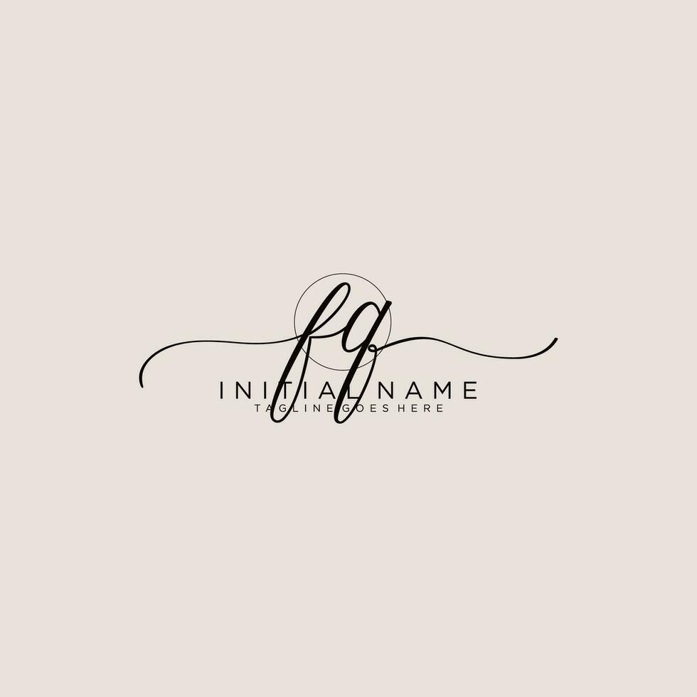 FQ logo Initial handwriting or handwritten for identity. Logo with signature and hand drawn style. vector