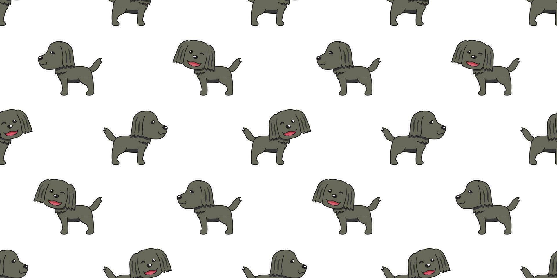 Vector cartoon cute black golden retriever dog seamless pattern background