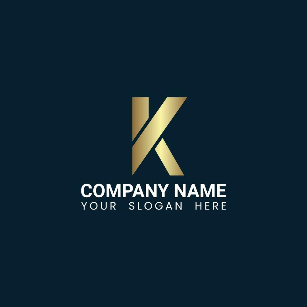 Gold and luxury letter k logo for free vector