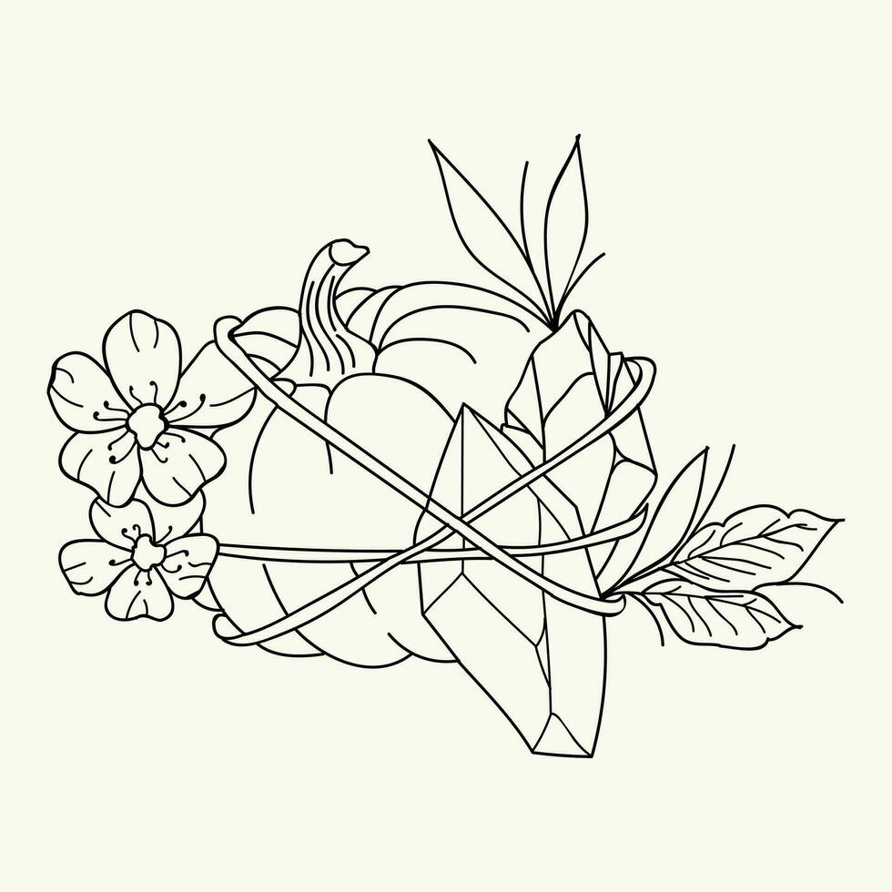 Vector of Pumpkin With Flower Decoration