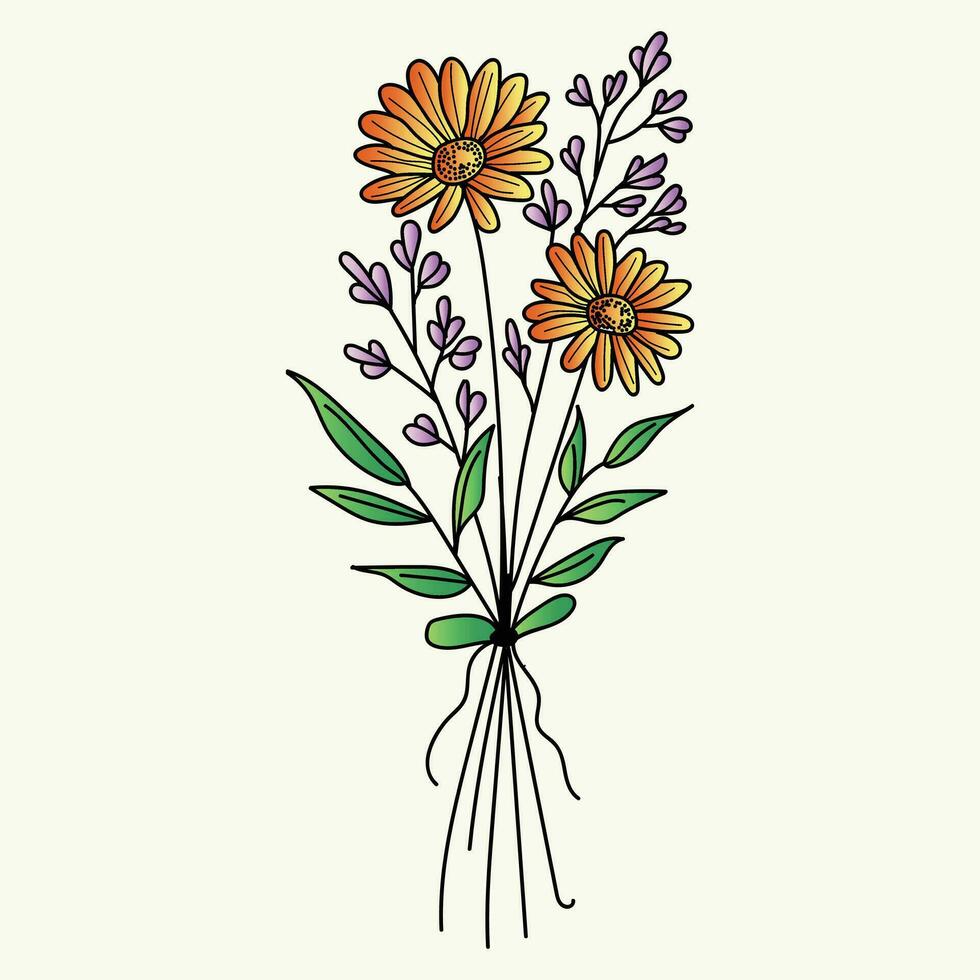 hermosa realista dibujado a mano artístico floral Clásico ramo de flores composición decorativo bosquejo vector