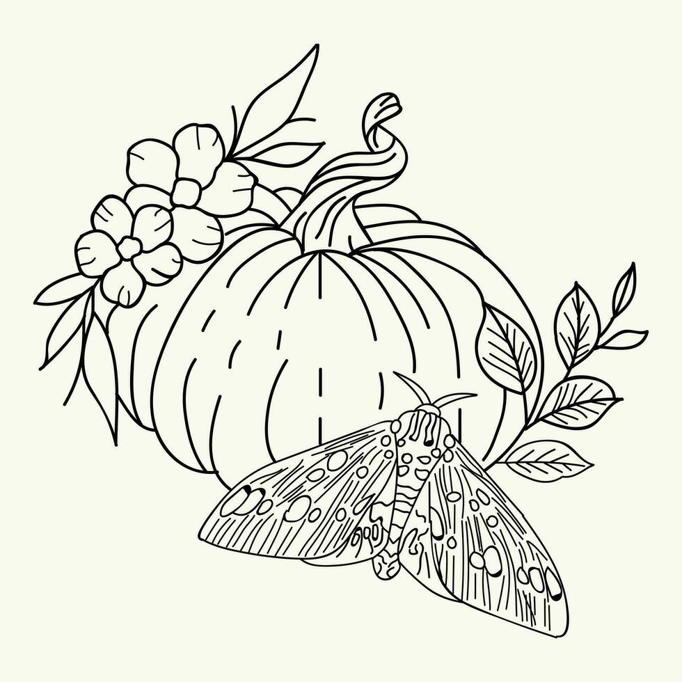 Vector of Pumpkin With Flower Decoration