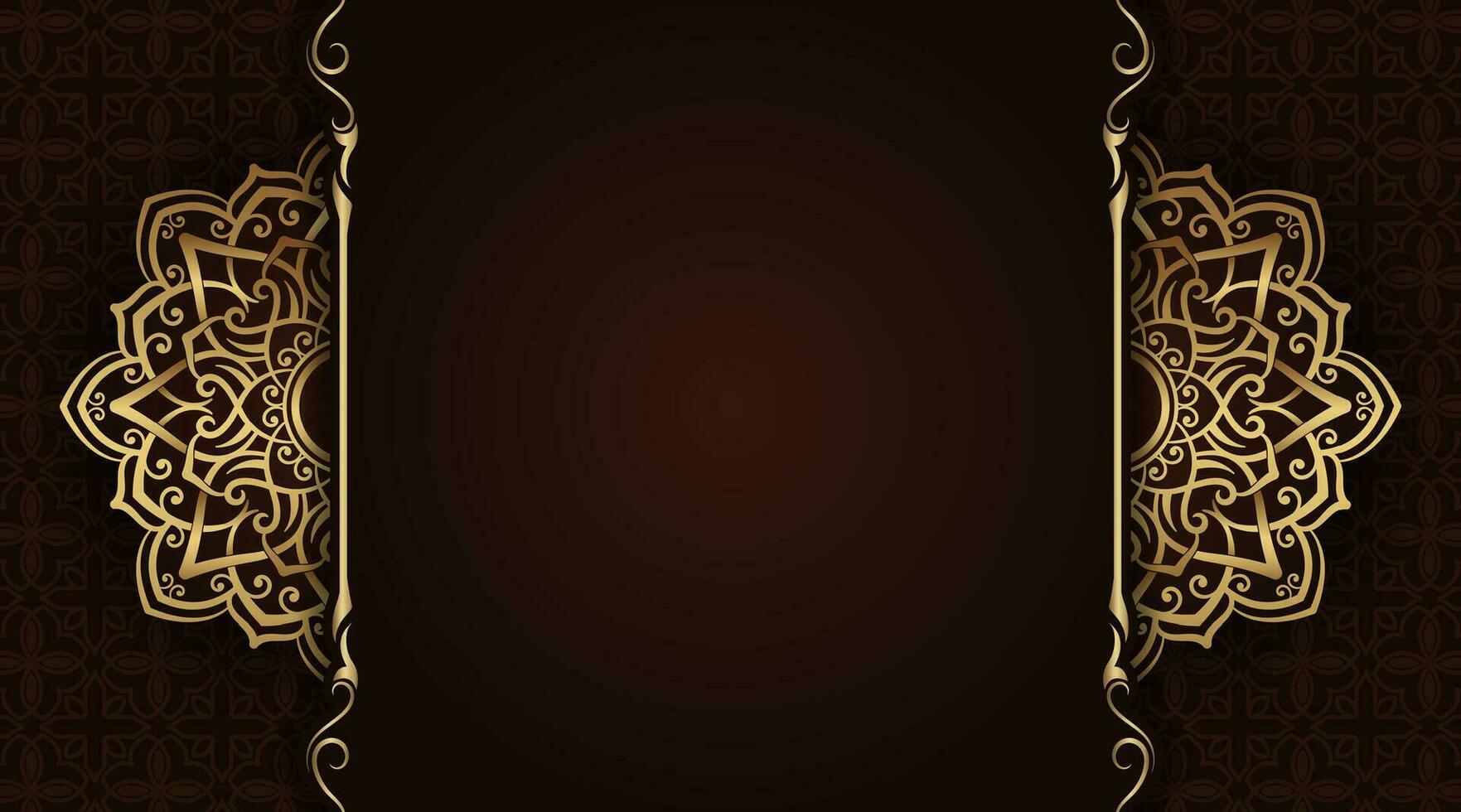 brown background, with gold mandala decoration vector