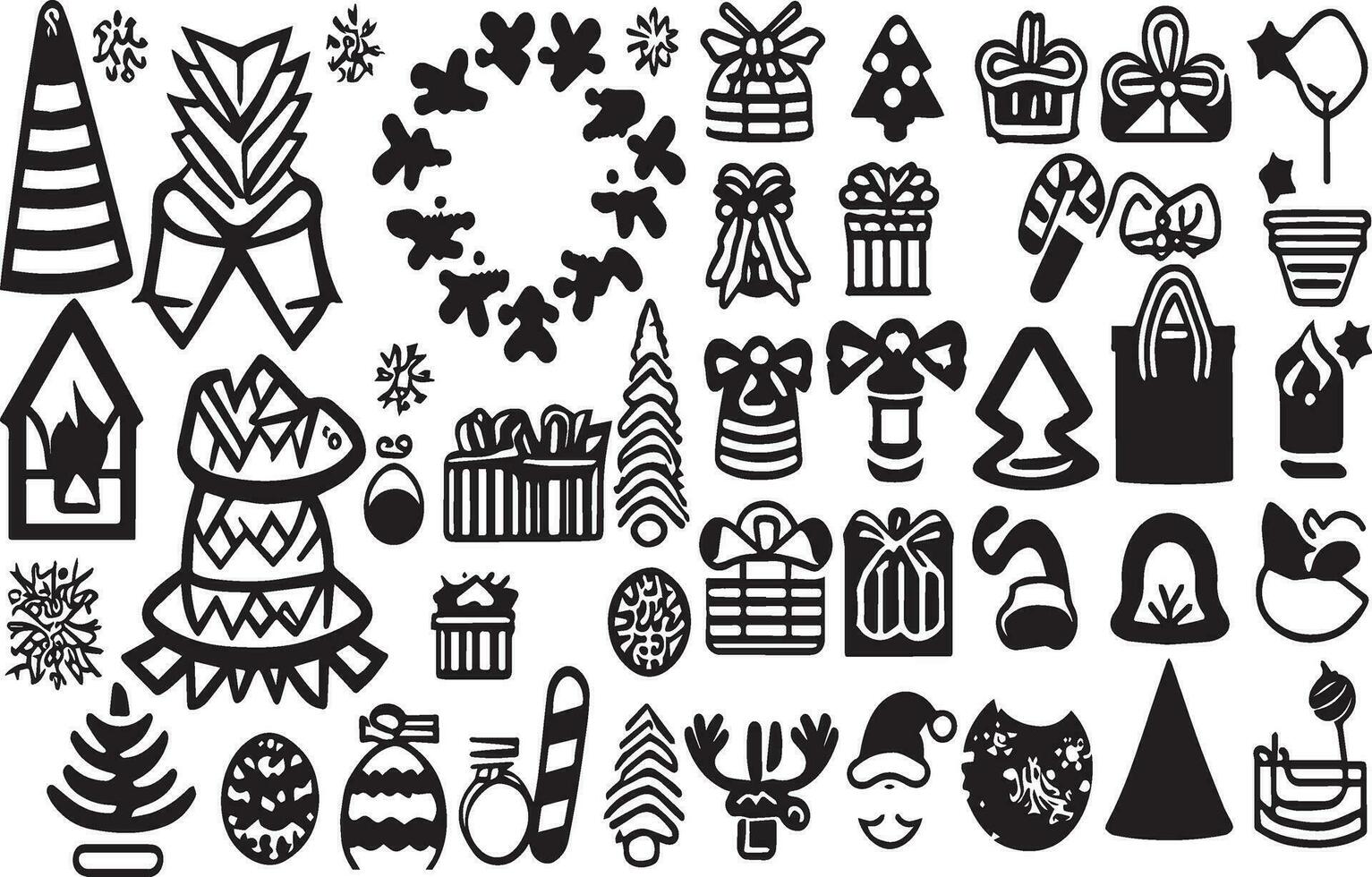 Chritsmas icon pack black and white vector