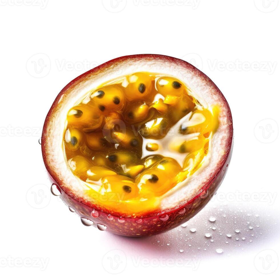 Fresh passion fruit isolated on white background. photo