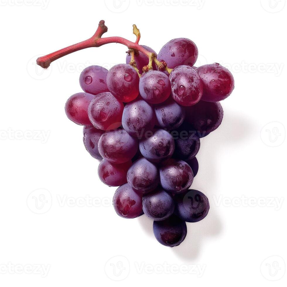Fresh purple grapes isolated on white background. photo