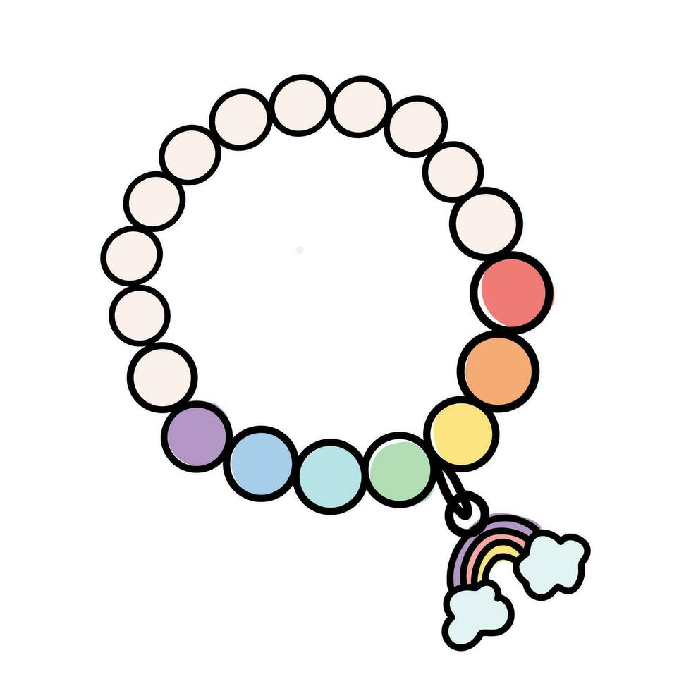 Kids jewelry. Drawing of bracelet from colorful beads for children isolated on white. vector
