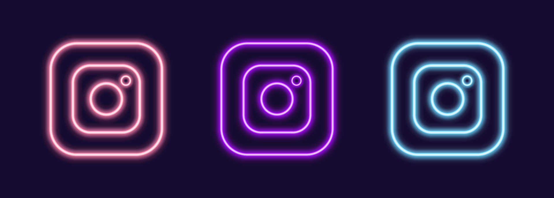 Set of neon Instagram glowing ui ux icons. 25945090 Vector Art at Vecteezy