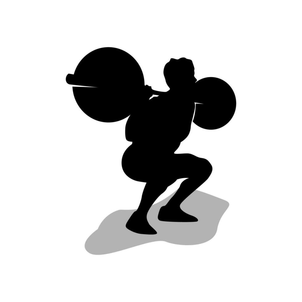 vector illustration of a man silhouette lifting a barbell