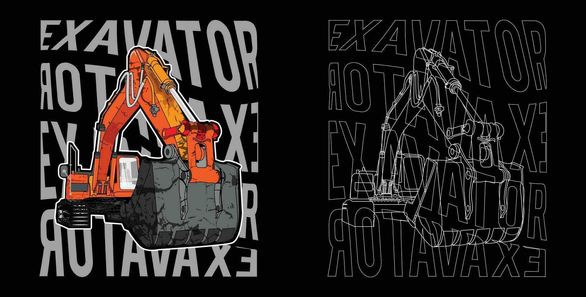 excavator illustration vector