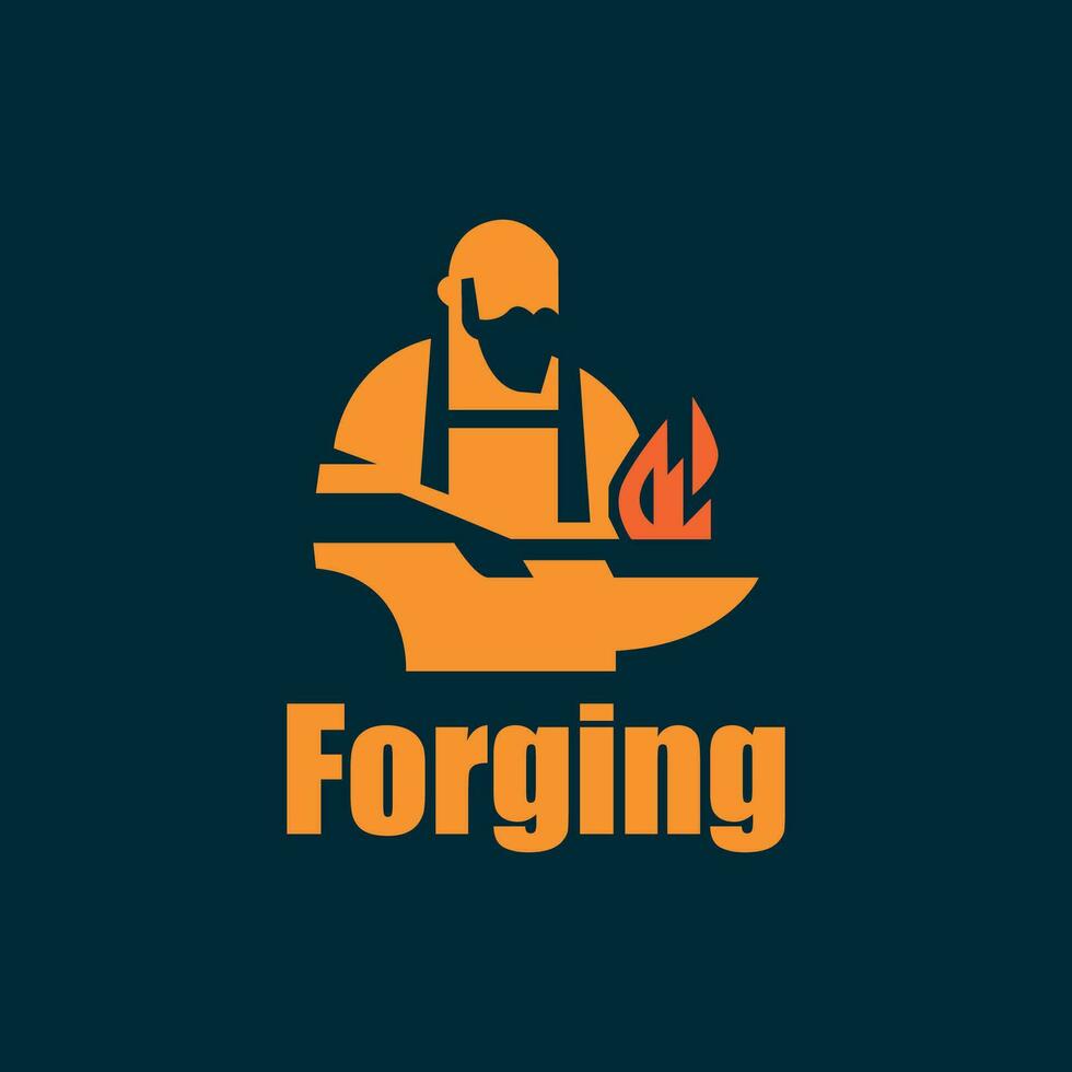 steel forging logo design vector