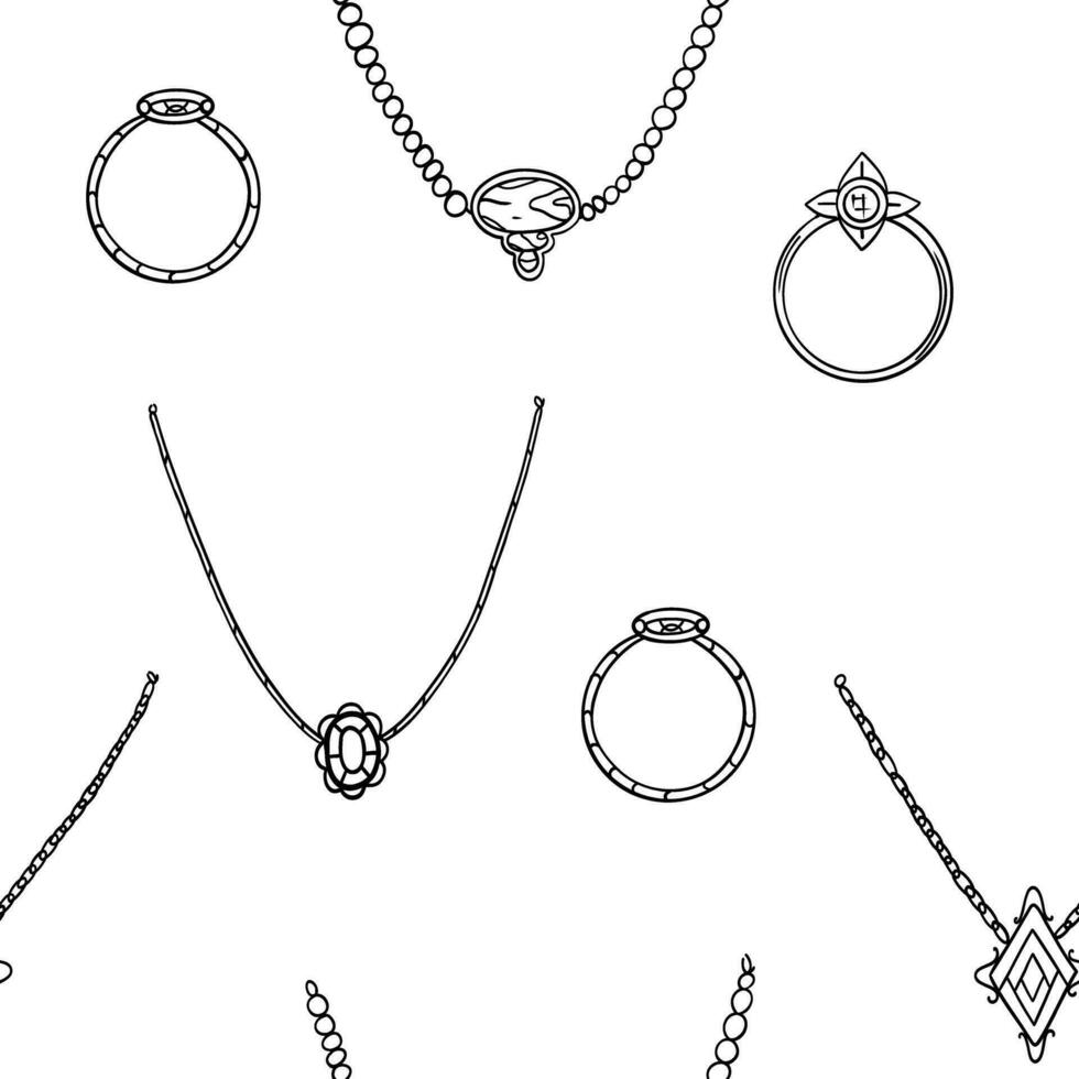 Gewelry pattern in outline style vector