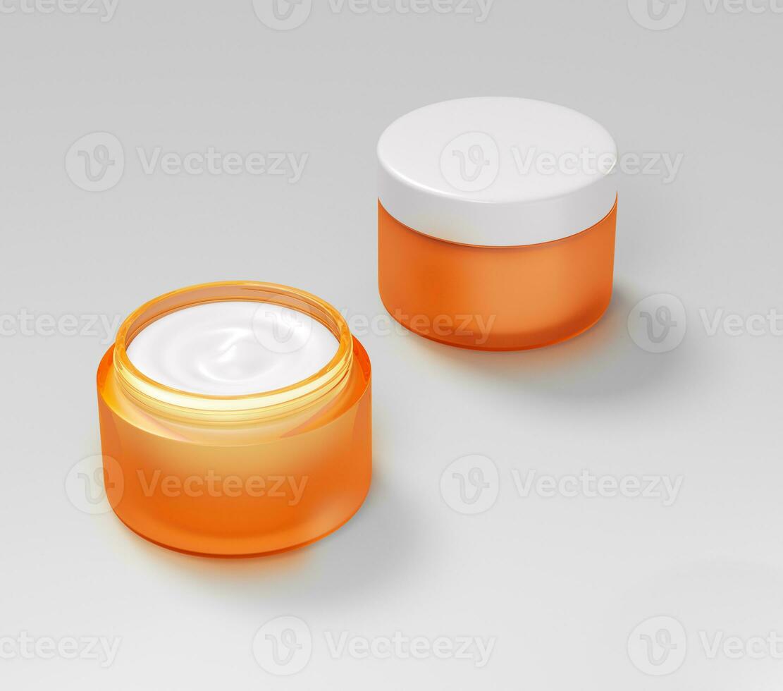 Cosmetics Vitamin in jar, Skin care product, 3D rendering photo