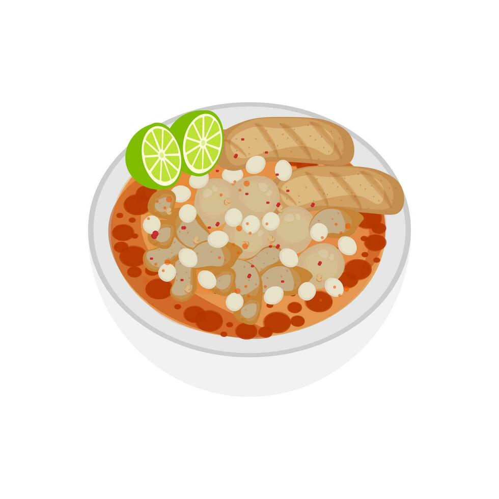 Logo Illustration of Baso Aci or Bakso Aci with Savory Spicy Gravy vector