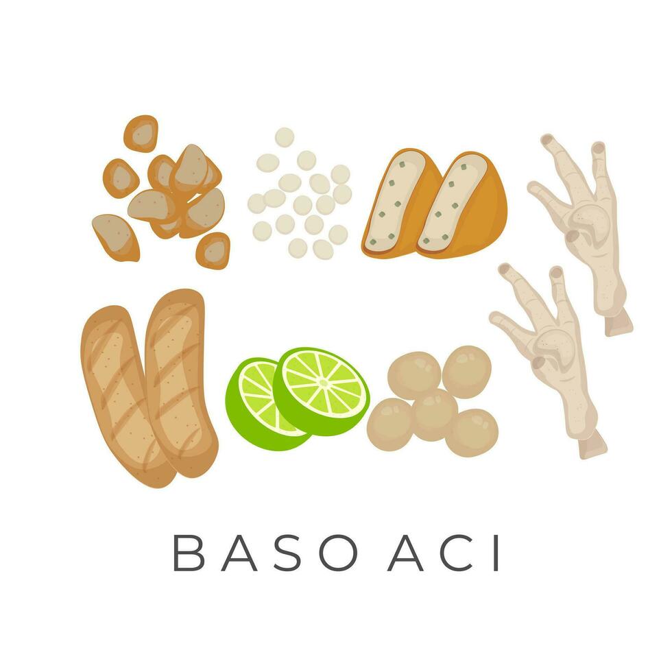 Baso Aci Or Bakso Aci Filled Element Vector Illustration