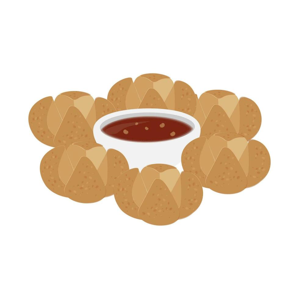 Delicious Fried Meatballs or Baso Goreng Illustration Logo vector