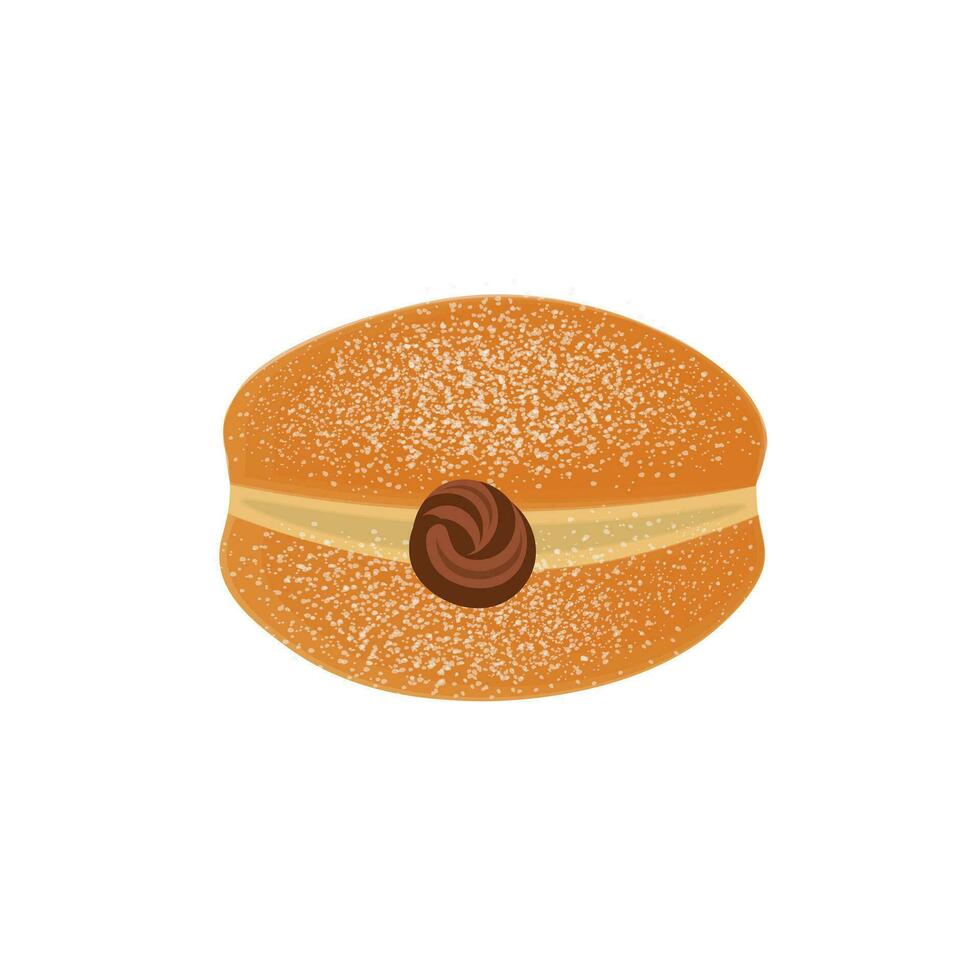 logo ilustración de un lleno rosquilla o bombolona con un espolvorear de azúcar vector