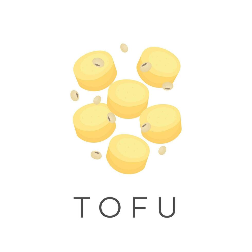 Egg Tofu Slice vector illustration logo