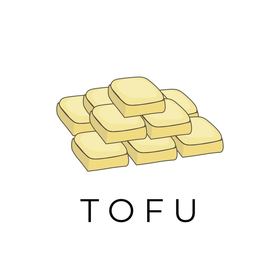 Tofu Cartoon Vector Illustration Logo