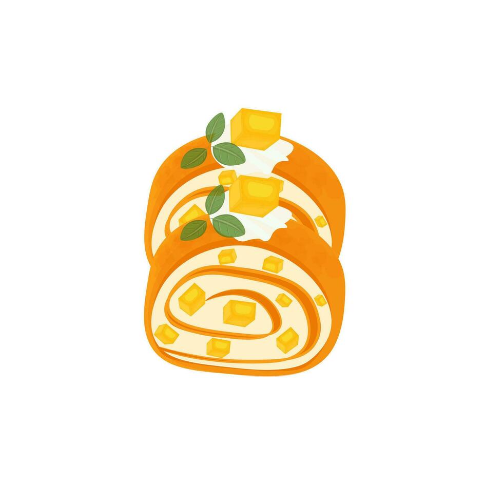Logo Illustration of Mango Flavored Towel Crepe Roll Cake vector