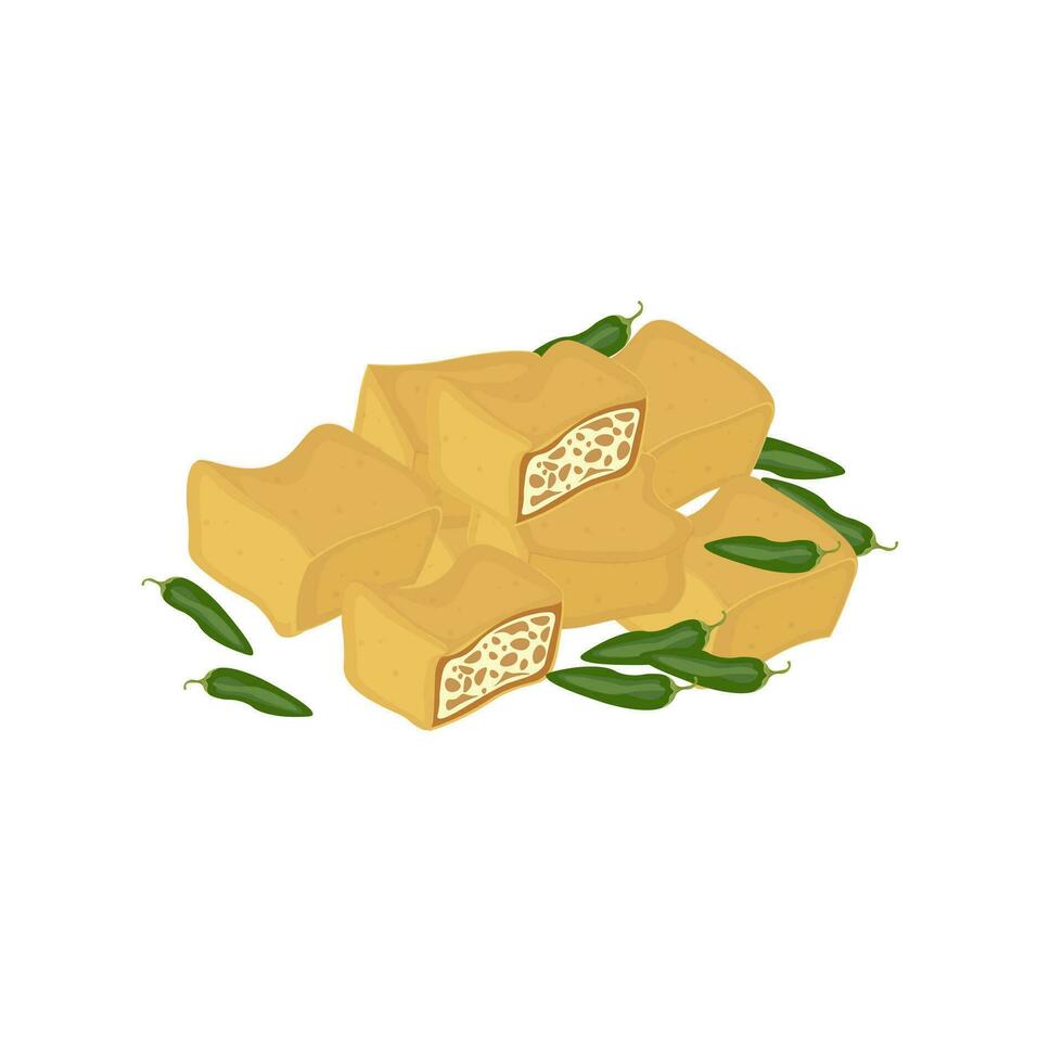 Fried Tofu Simple Illustration Logo vector