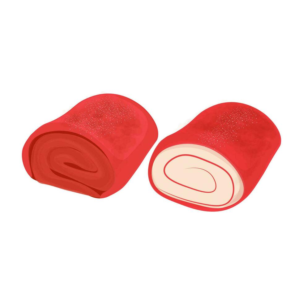 Illustration logo Towel Crepe roll cake red velvet flavor vector