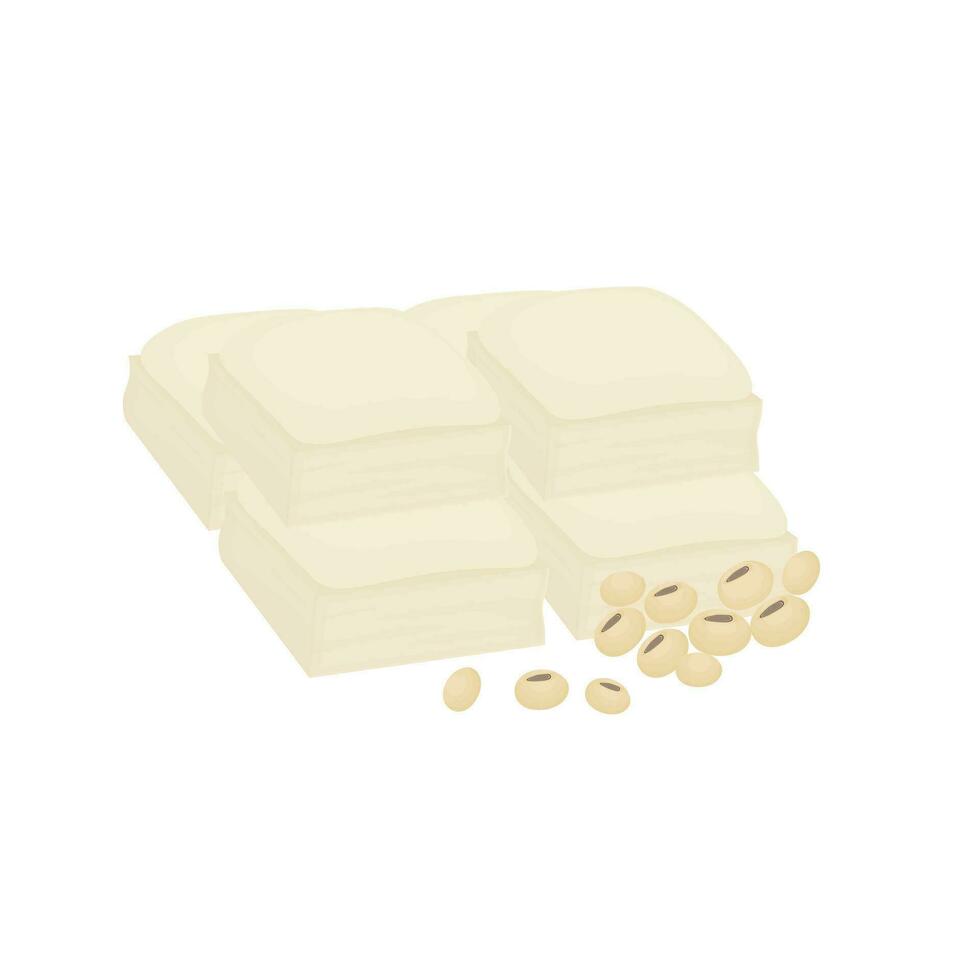 Logo Vector Illustration of Pile of Soybean tofu Or Tahu