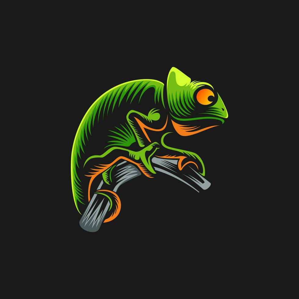 vector camaleón logo diseño ilustración