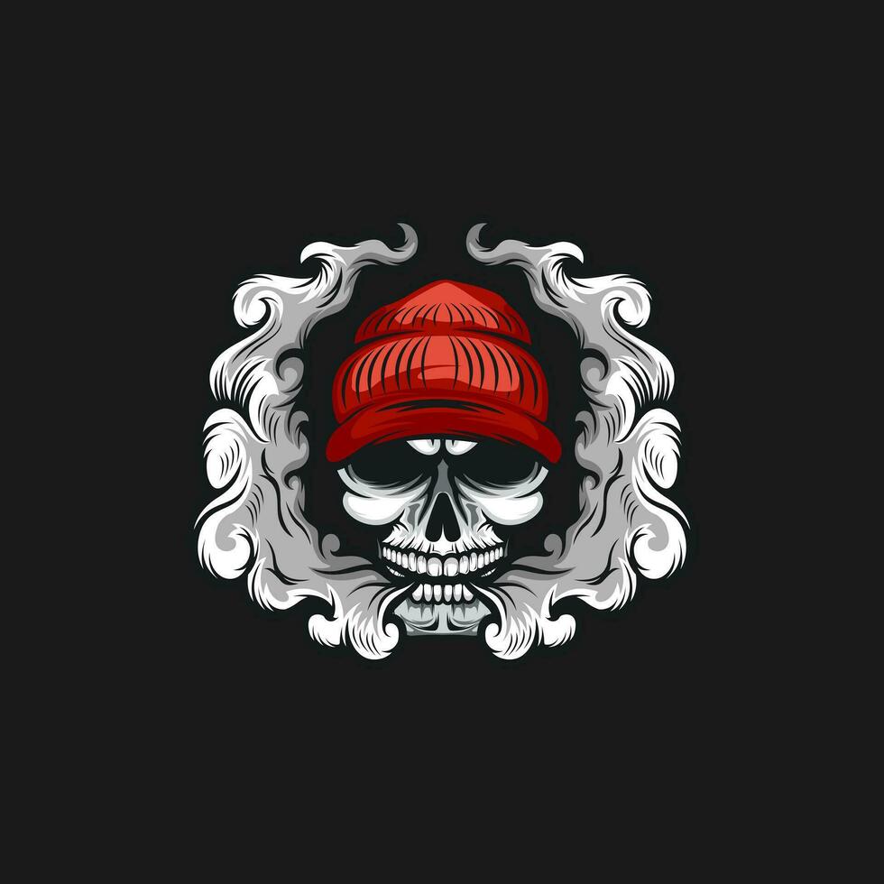 Vector Skull Vape Logo Design Illustration