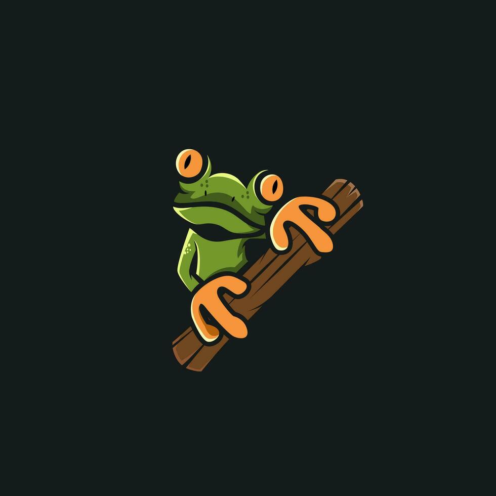 Vector Green Frog Logo Design Ilustration