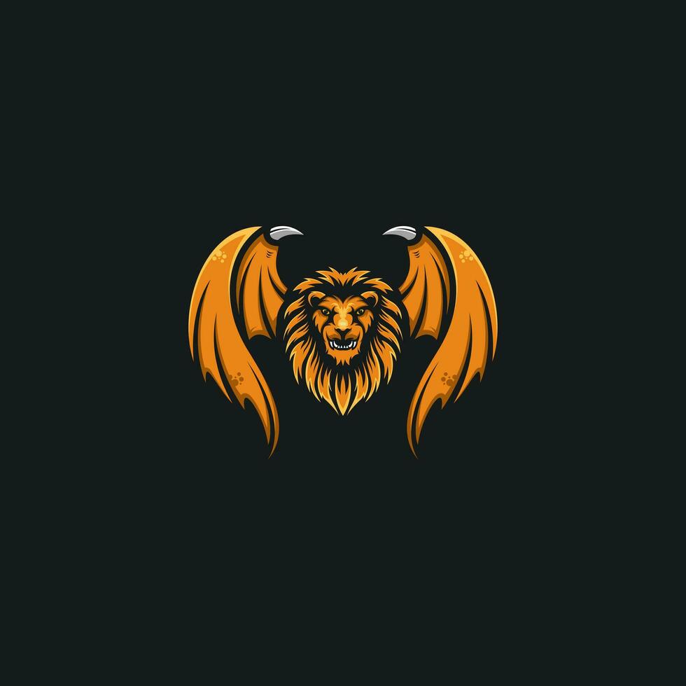 Vector Lion Head And Wing Design Ilustration