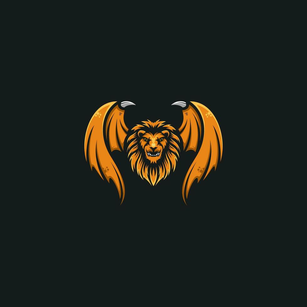 Vector Lion Head And Wing Design Ilustration