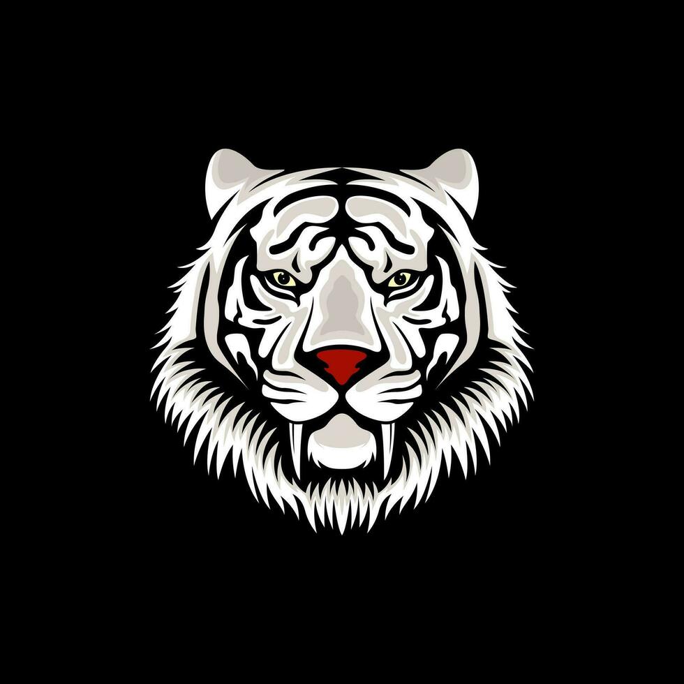 Vector White Tiger Logo Design Illustration