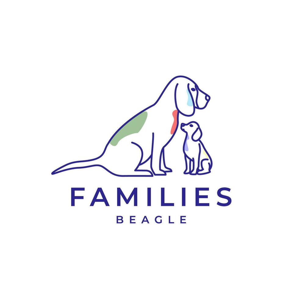 beagle perro perrito mascotas familia líneas Arte vistoso resumen mascota moderno logo icono vector ilustración