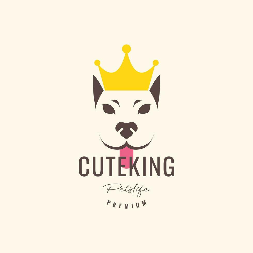 animal pets dog head crown king mascot hipster vintage logo design vector