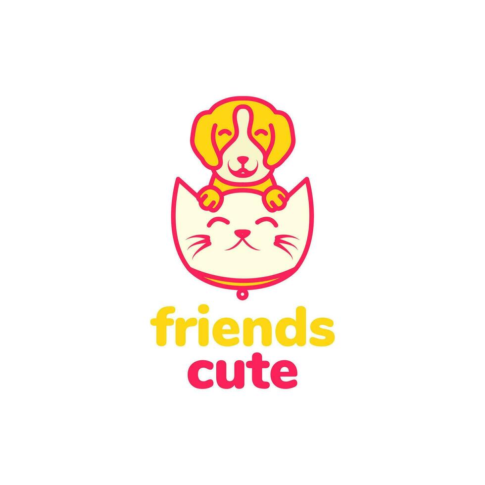 animal mascotas gatito perrito mascota dibujos animados linda vistoso logo diseño vector