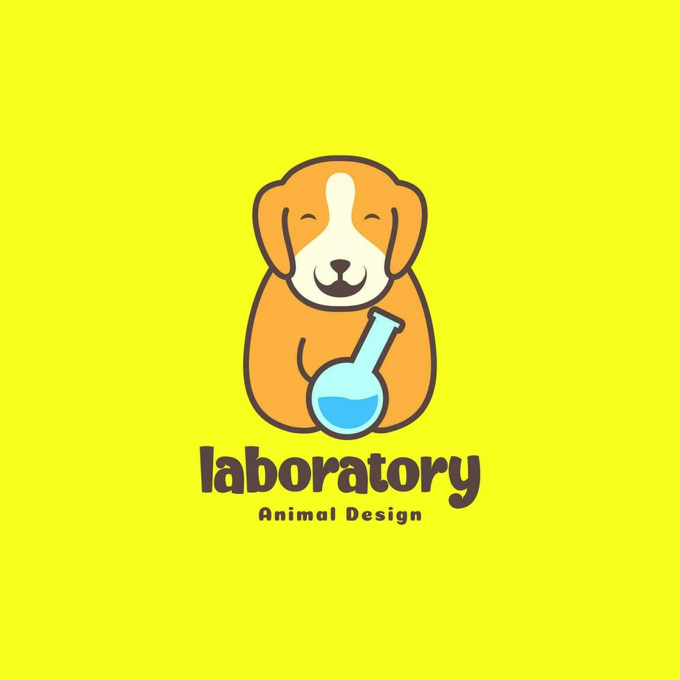 animal pets dog puppy laboratory glass mascot cartoon logo design vector