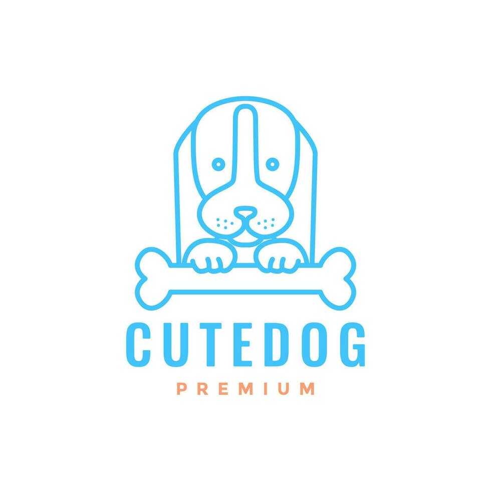 animal mascotas perrito sabueso huesos mascota linda línea Arte logo diseño vector