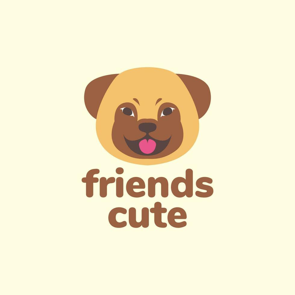 animal pets dog puppy American Pit Bull Terrier cute face mascot cartoon logo design vector