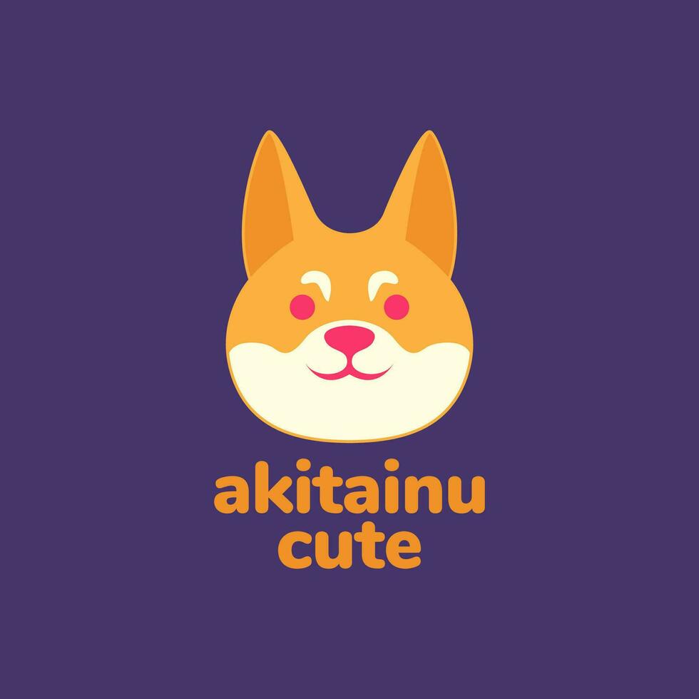 animal pets dog puppy akita inu head mascot cartoon cute logo design vector