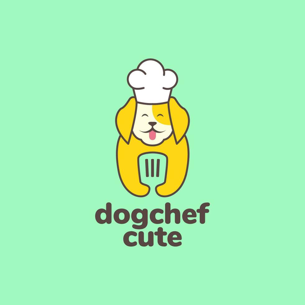 animal pets dog chef spatula cooking mascot cartoon cute logo design vector