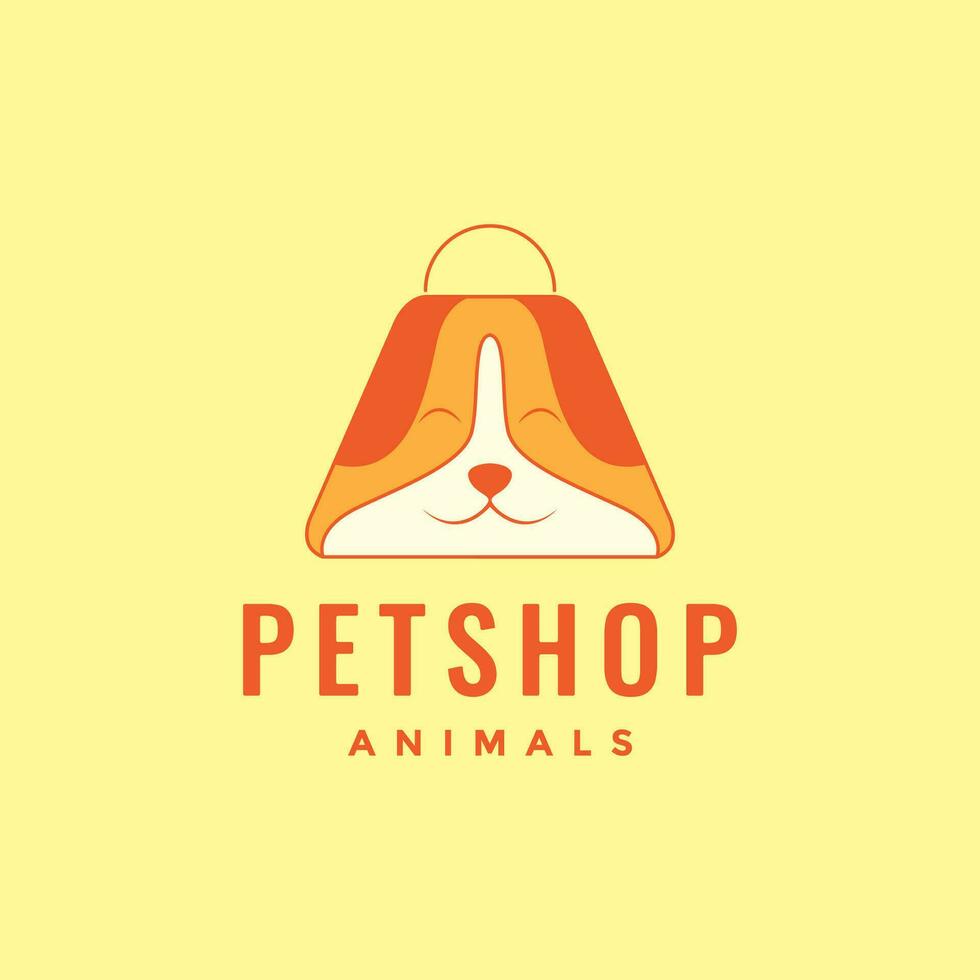 animal pets dog pet shop shopping bag cartoon mascot logo design vector