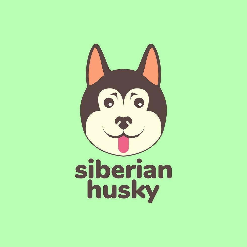 animal mascotas perro perrito siberiano fornido linda mascota dibujos animados logo diseño vector