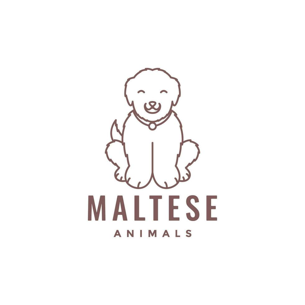 animal pets dog puppy maltese mascot cartoon cute logo design vector