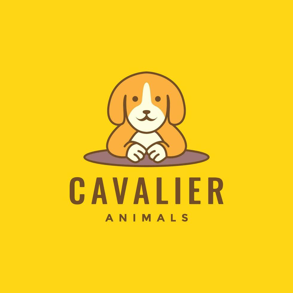 animal mascotas perro caballero Rey Charles spaniel mascota dibujos animados linda logo diseño vector