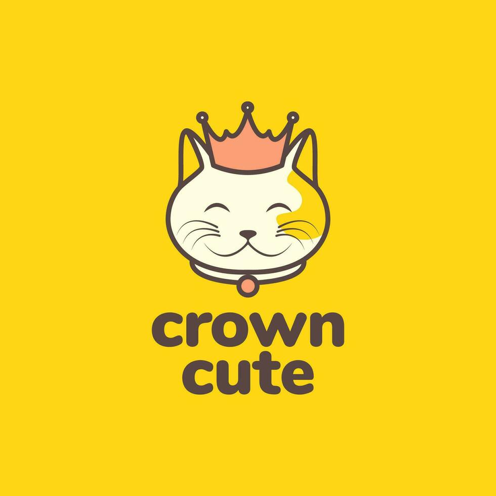 animal mascotas gato corona Rey Reino mascota linda dibujos animados logo diseño vector